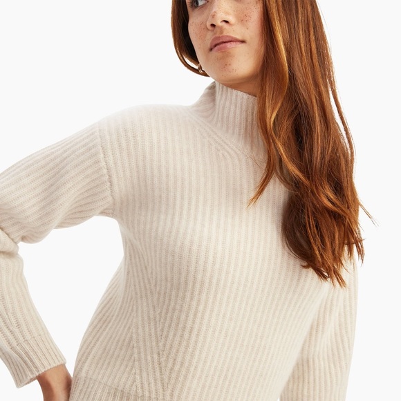 Naadam Merino Wool Cashmere Fisherman Turtleneck Winter White Women's size Small - Picture 2 of 11